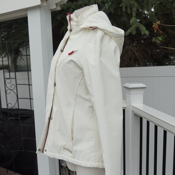White with Red Trim Winter Coat - Picture 2 of 4